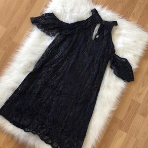 Francesca’s Lace Navy Halter Dress
